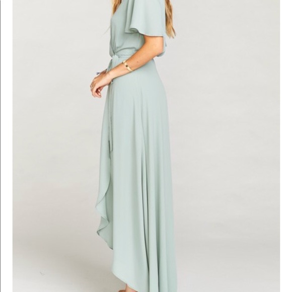 sophia wrap dress silver sage crisp
